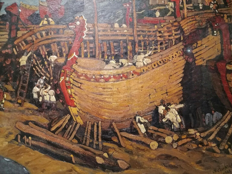 Картина Строят Ладьи Николая Рериха
